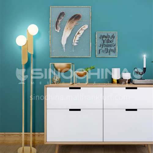 American minimalist double-headed glass ball living room floor lamp Nordic designer bedroom study lamp YDH-6037